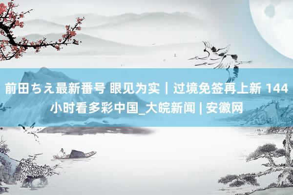 前田ちえ最新番号 眼见为实｜过境免签再上新 144小时看多彩中国_大皖新闻 | 安徽网