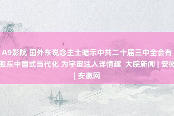 A9影院 国外东说念主士暗示中共二十届三中全会有劲股东中国式当代化 为宇宙注入详情趣_大皖新闻 | 安徽网