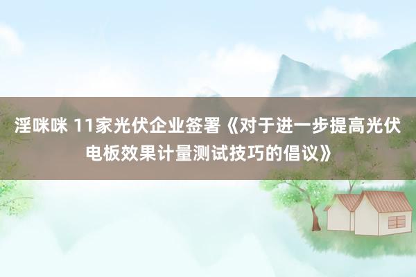 淫咪咪 11家光伏企业签署《对于进一步提高光伏电板效果计量测试技巧的倡议》