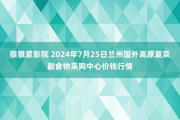 狠狠爱影院 2024年7月25日兰州国外高原夏菜副食物采购中心价钱行情