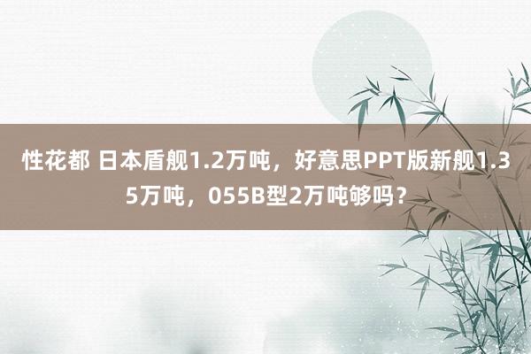 性花都 日本盾舰1.2万吨，好意思PPT版新舰1.35万吨，055B型2万吨够吗？