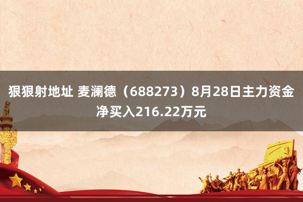 狠狠射地址 麦澜德（688273）8月28日主力资金净买入216.22万元