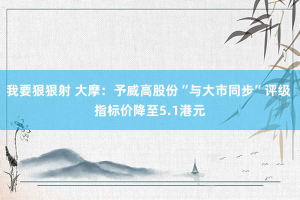 我要狠狠射 大摩：予威高股份“与大市同步”评级 指标价降至5.1港元