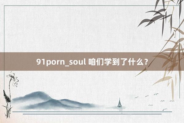 91porn_soul 咱们学到了什么？