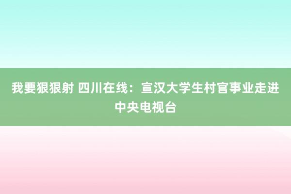 我要狠狠射 四川在线：宣汉大学生村官事业走进中央电视台